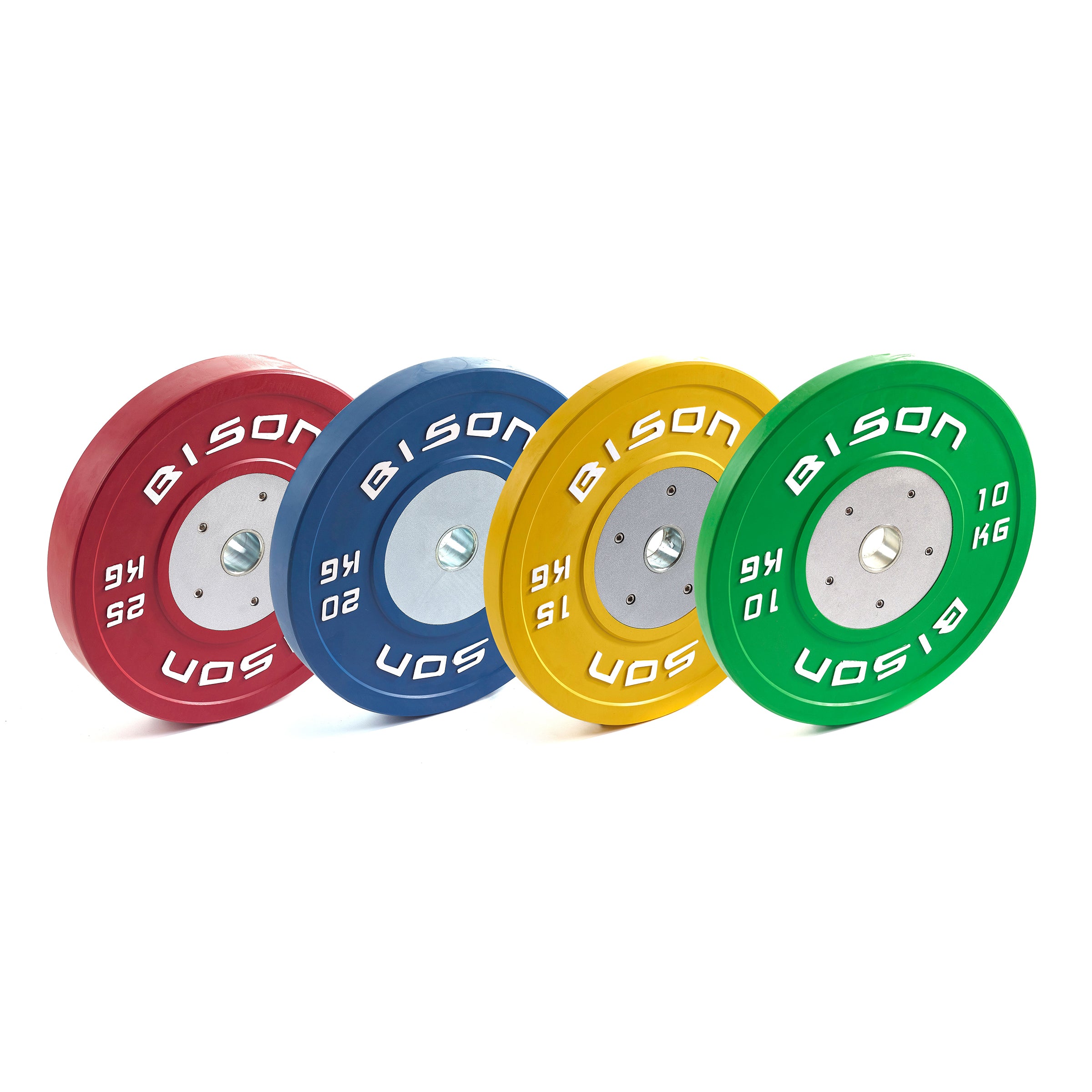 Bison Colour Olympic Competition Bumper Plates 140kg Set - Wolverson Fitness