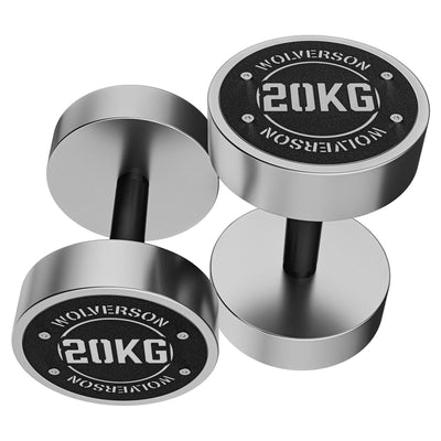 Wolverson Chrome Round Dumbbells + Rack (2.5kg - 70kg)