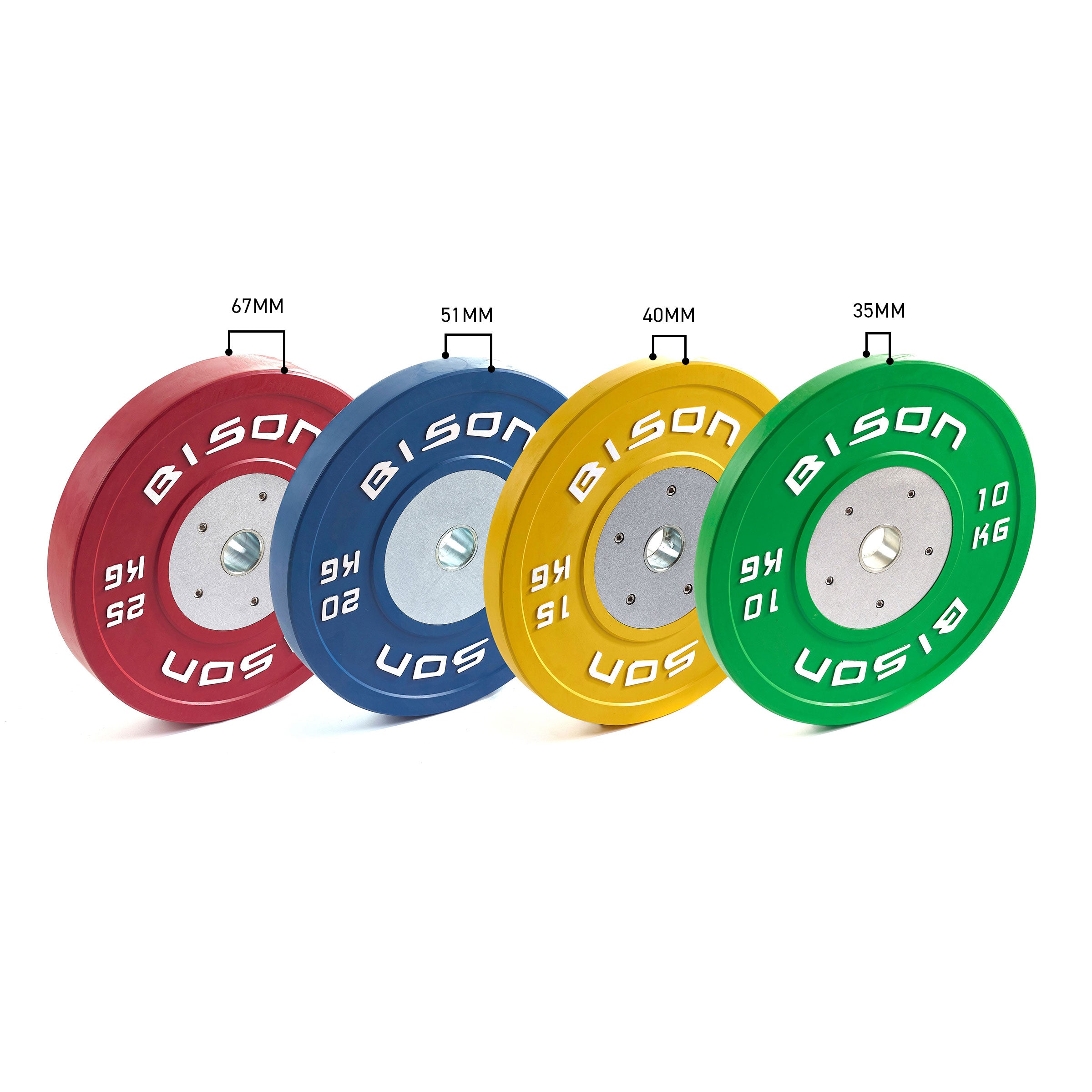 Bison Colour Olympic Competition Bumper Plates 140kg Set - Wolverson Fitness